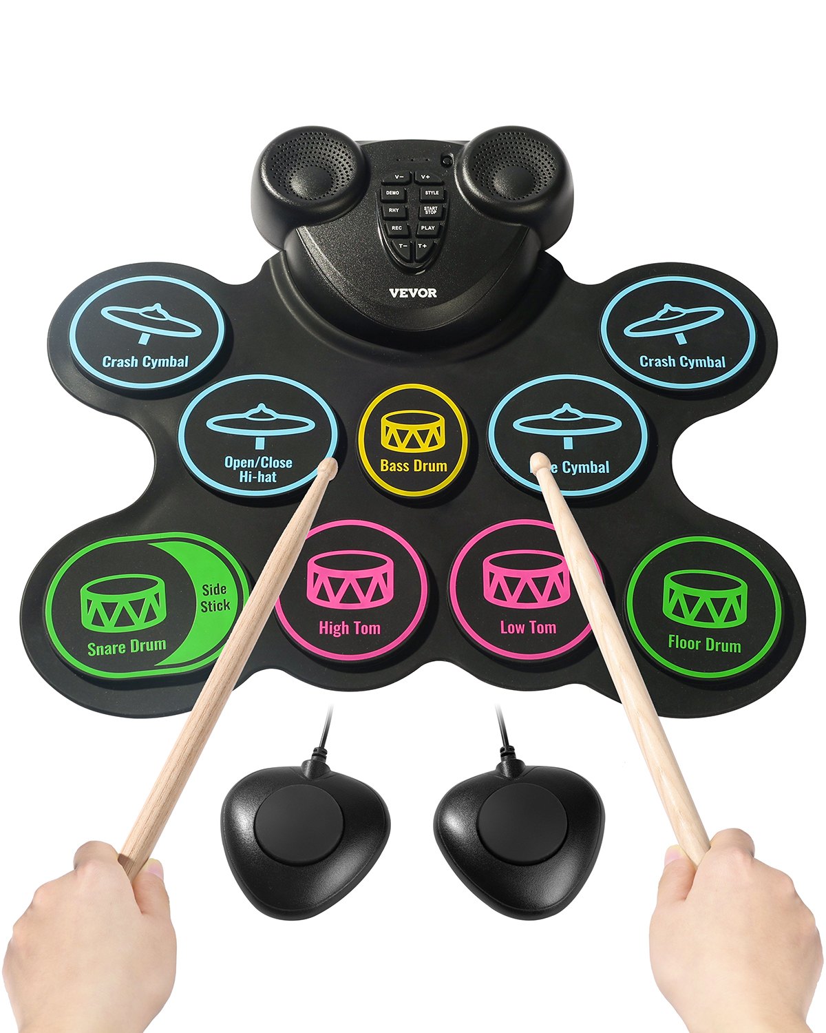 MHCEUJJKelectricdrumsetm10012 VEVORshoplv VEVOR Portable Electric Drum Set for Kids 3+
