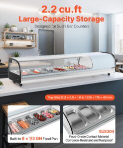 LED Light & Digital Temp Control – 6-Pan Countertop Cooler