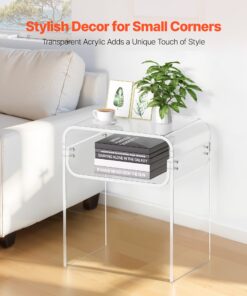 2-Tier Transparent Bedside Table with Shelf