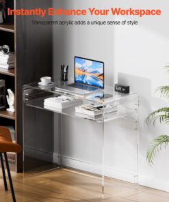 Modern Transparent Rectangle Desk for Bedroom