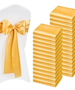 VEVOR 100 Gold Satin Chair Sashes 275x17cm – Elegant Bows for Wedding