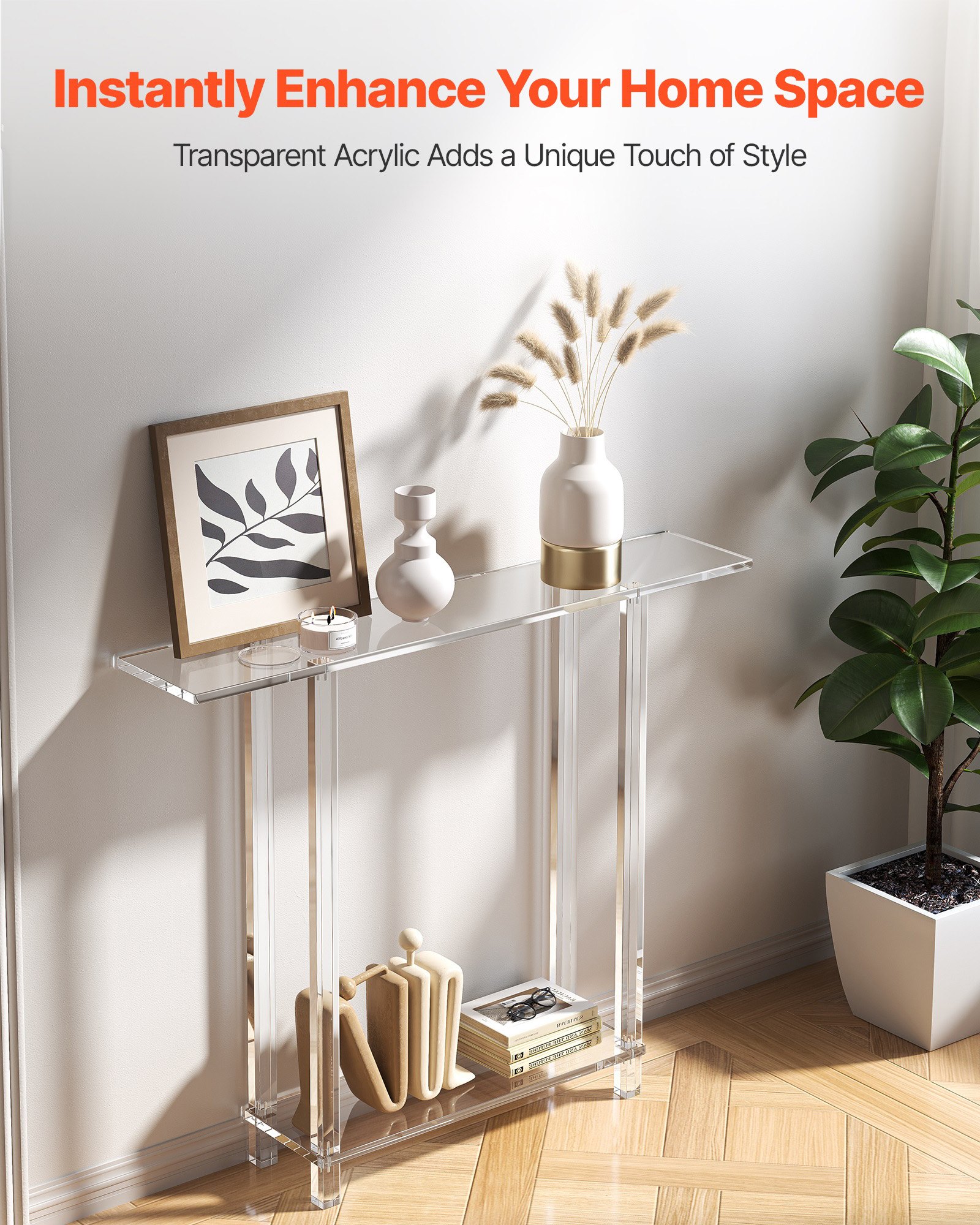 MHDZTTYYacrylictablef1 VEVORshoplv 100x193x80 cm Transparent Entryway Desk for Hallway