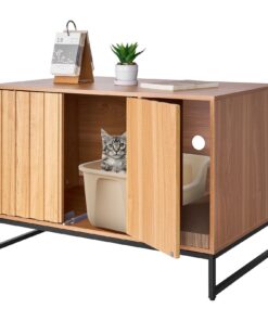 VEVOR Hidden Cat Litter Box Cabinet 80cm – Waterproof Enclosure with Scratch Pad & Storage