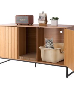 VEVOR 120 cm Cat Litter Box Furniture with Storage & Scratch Pad – Hidden Waterproof Cabinet for Bedroom or Living Room