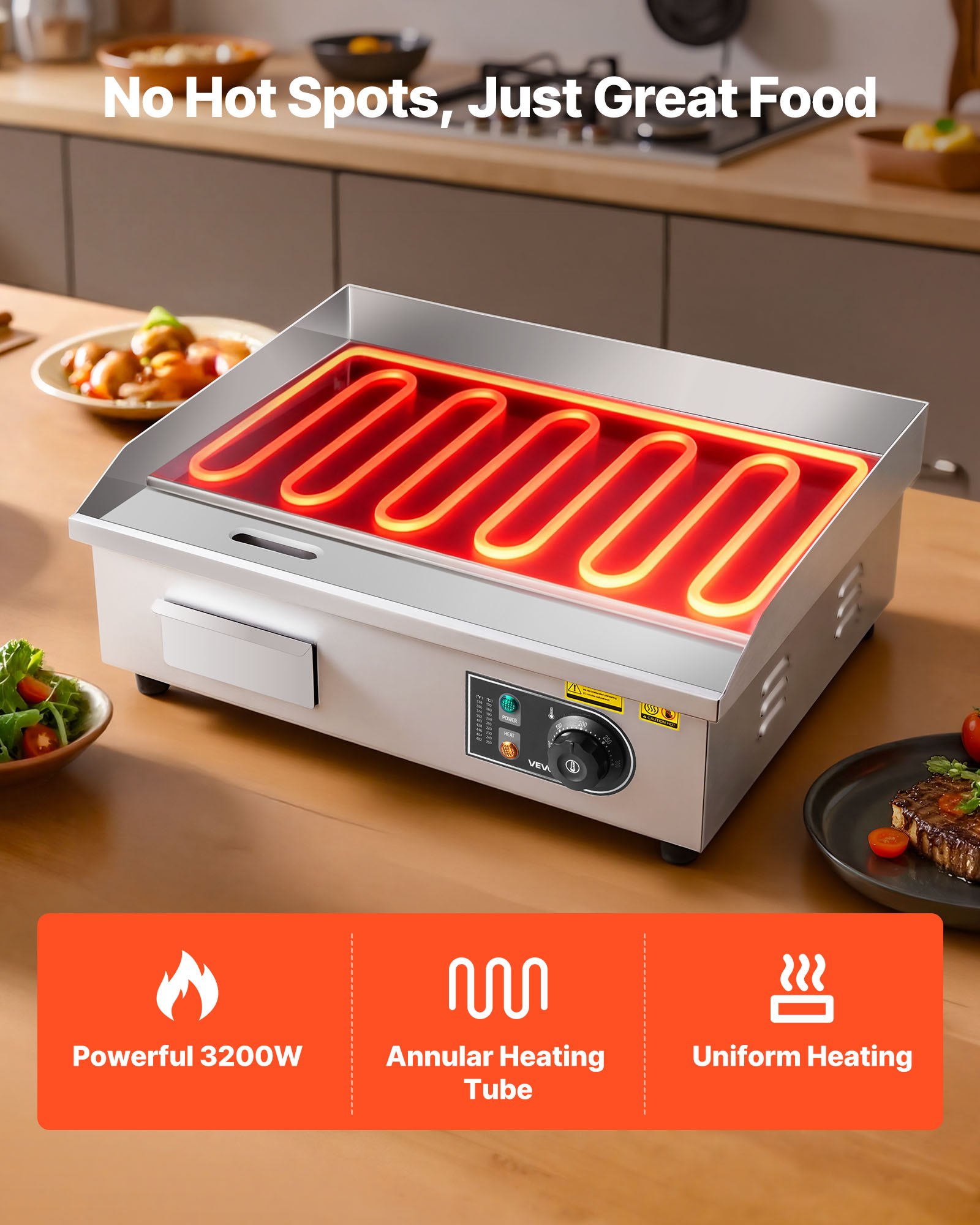 MHGUNYCZelectricgriddlef2 VEVORshoplv Stainless Steel Flat Top Grill with Tools for Steak