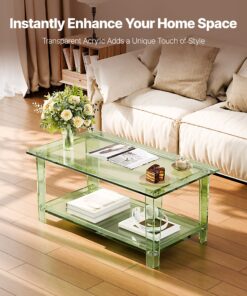 Modern Transparent Green Rectangle Desk