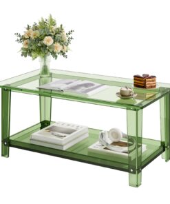 VEVOR 2-Tier Acrylic Coffee Table with Storage Shelf
