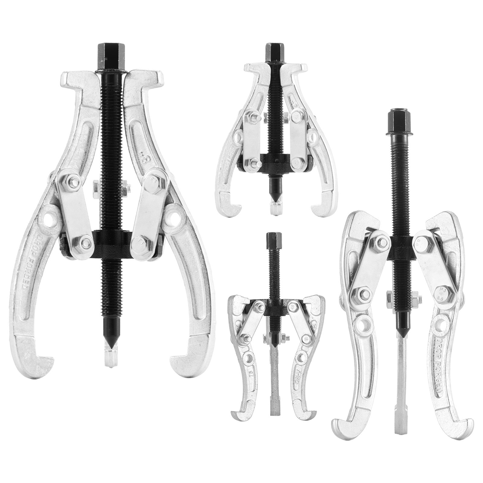 MHJPIUFSpullersetm10012 VEVORshoplv VEVOR 4 Piece Gear Puller Set with Reversible 23 Jaw Pullers