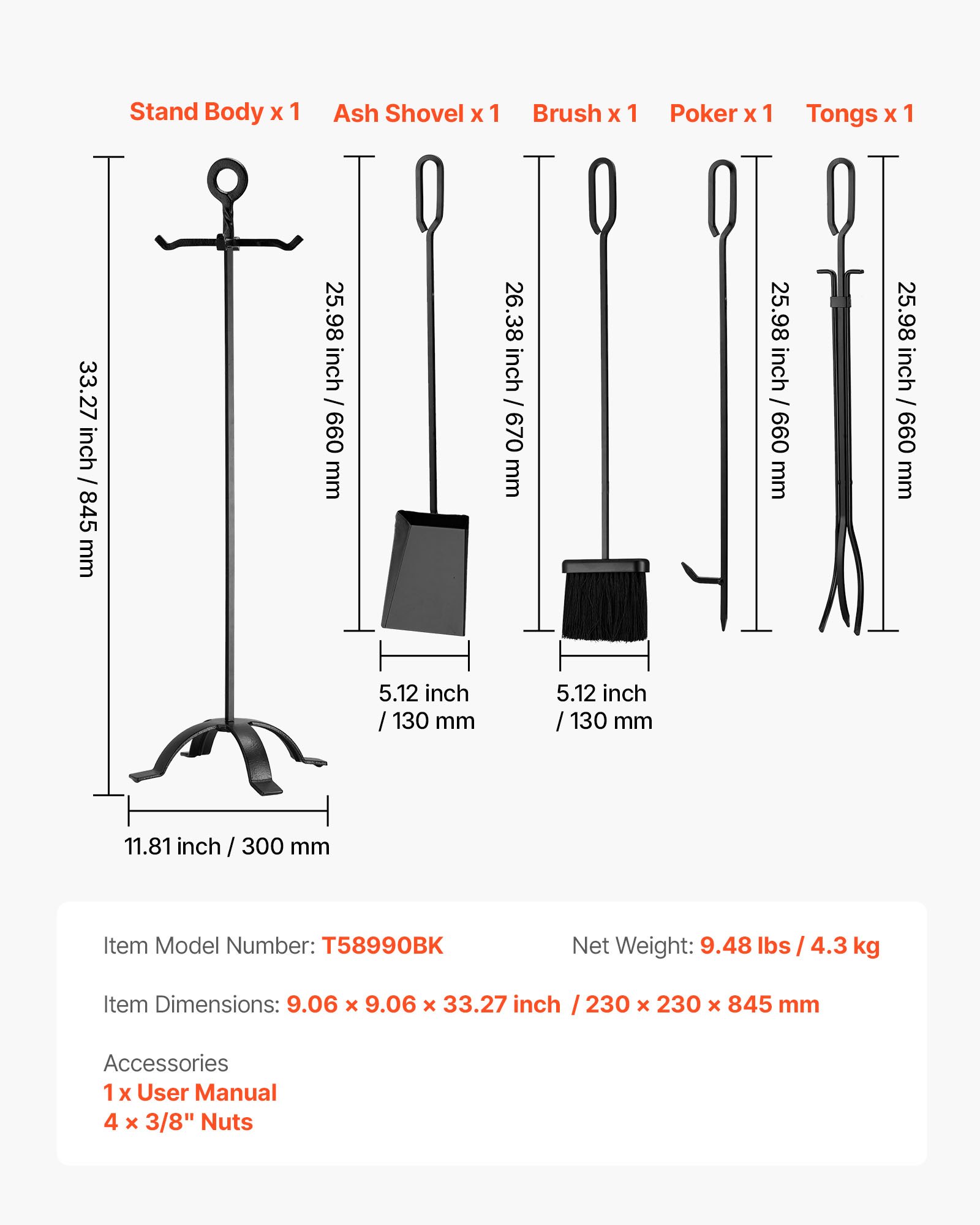 MHJPIZKHfireplacetoolsetf6 VEVORshoplv