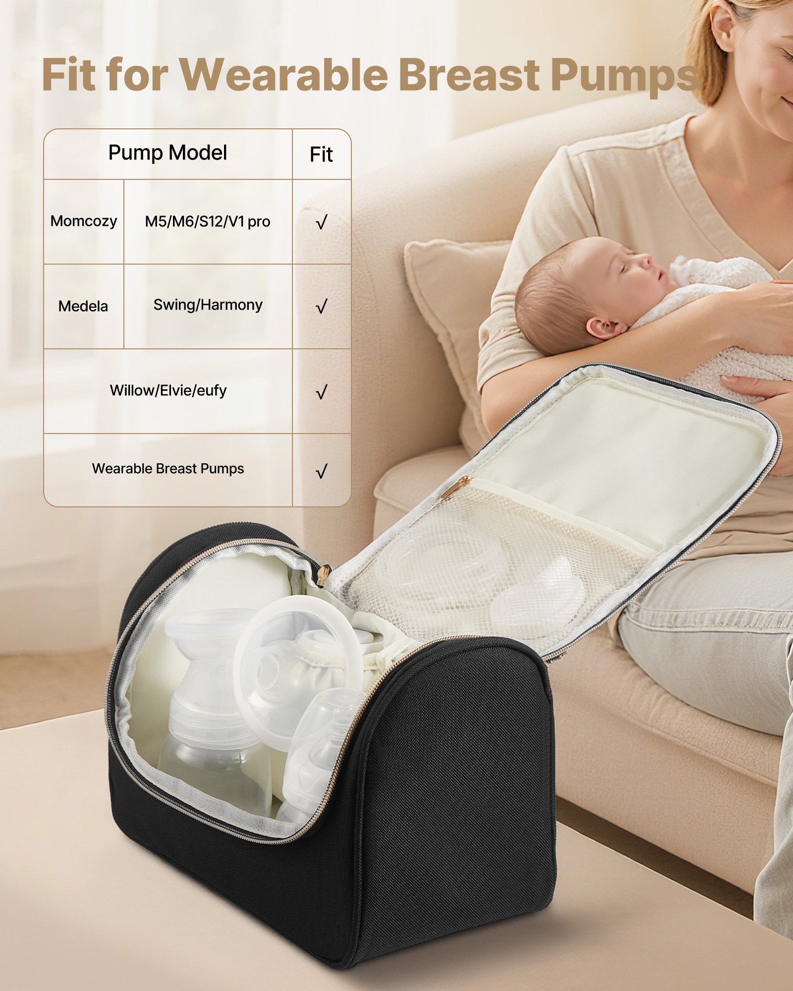 MHL52MWHbreastpumpbagf1 VEVORshoplv Insulated Storage for M5M6 Pumps Bottles