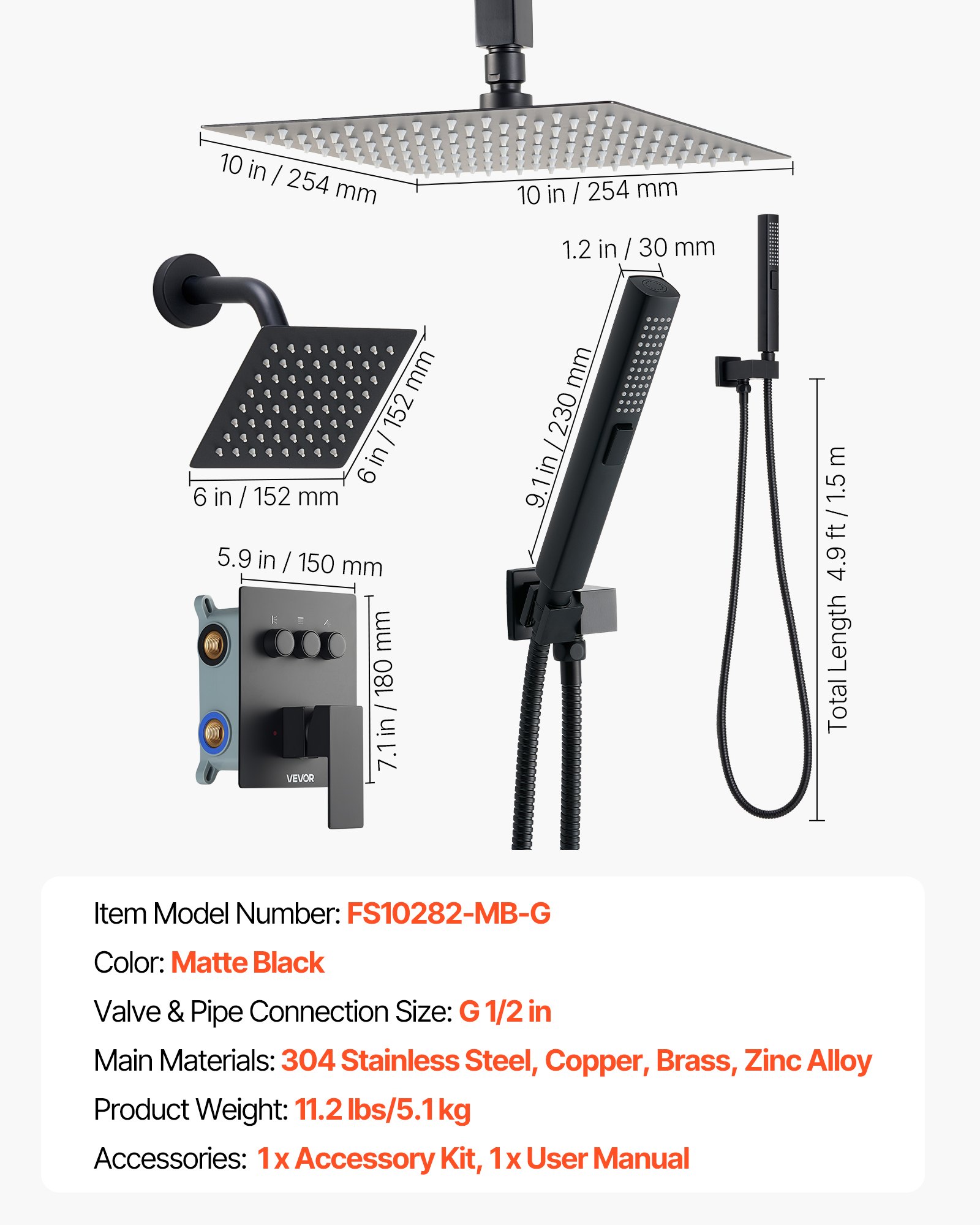 MHL53GW5showersystemf6 VEVORshoplv