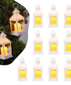 VEVOR 12-Piece White LED Candle Lantern Set – Flameless Decorative Lanterns with Glass for Table