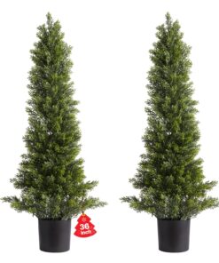 VEVOR 91cm Artificial Topiary Cedar Trees Set of 2 – Realistic Faux Shrubs for Indoor & Outdoor Decor