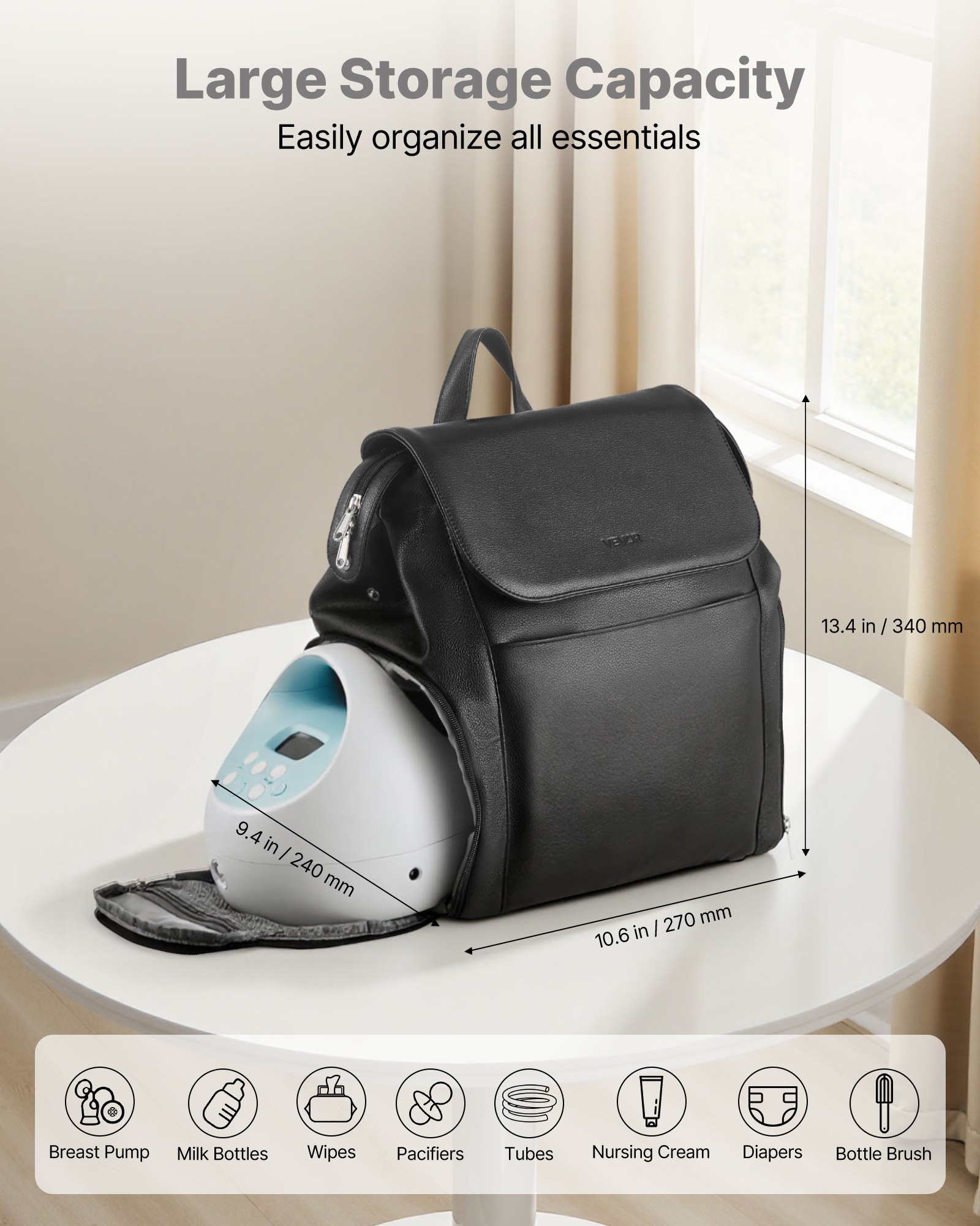 MHNZX2RVbreastpumpbagf1 VEVORshoplv Travel Friendly Nursing Bag