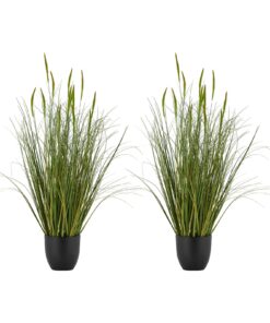 VEVOR 2-Pack 89cm Artificial Cattail Grass in Pot – Realistic PVC Greenery for Indoor & Outdoor Home