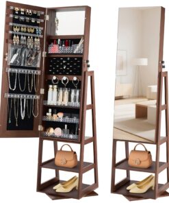 VEVOR 360° Swivel Jewelry Cabinet with Full-Length Mirror