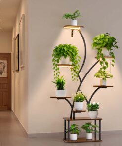 VEVOR 157.5cm 8-Tier Indoor Plant Stand with Grow Lights