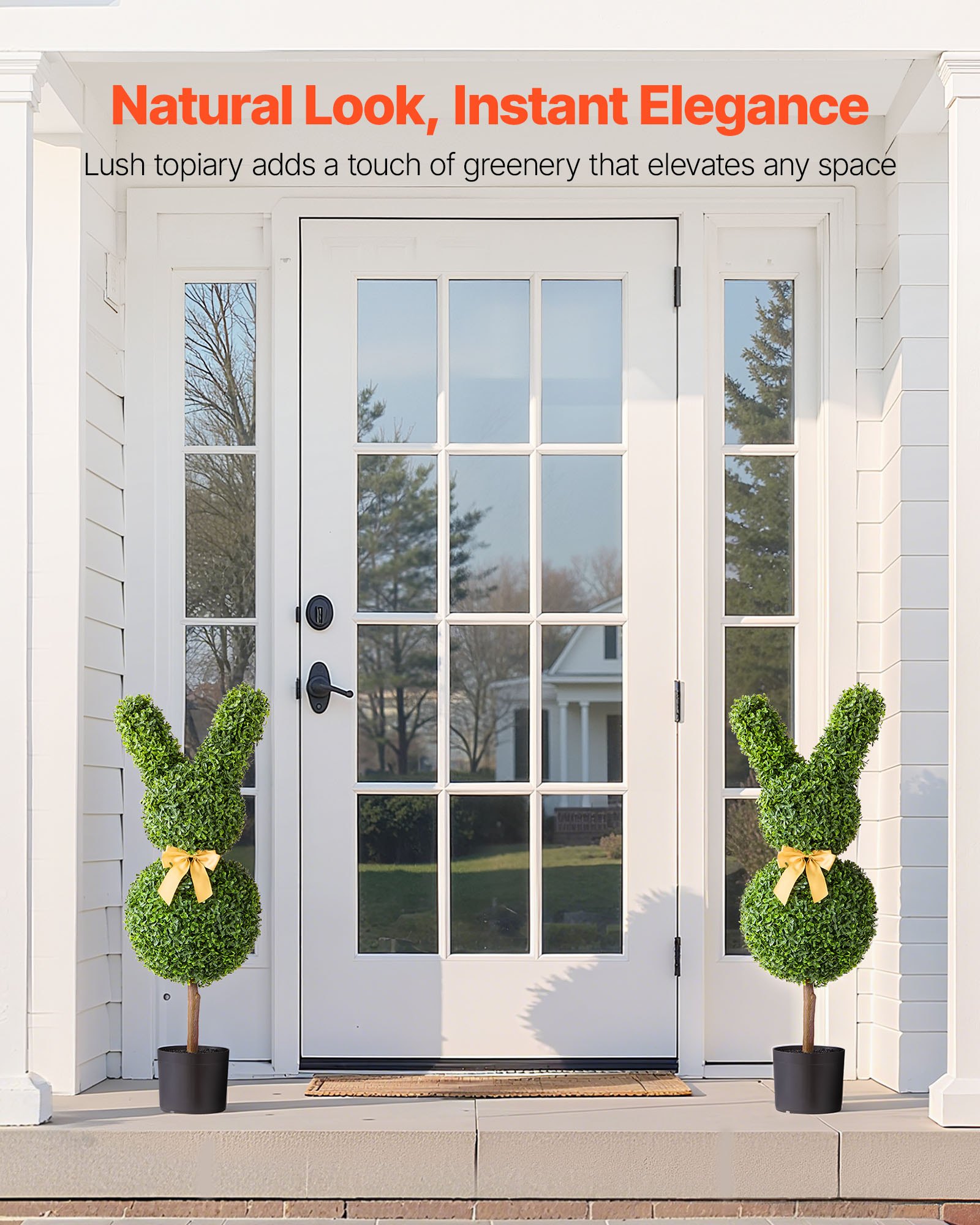 MHRPV0DIartificialtopiariesf1 VEVORshoplv Set of 2 Realistic Faux Greenery for Indoor Outdoor Decor