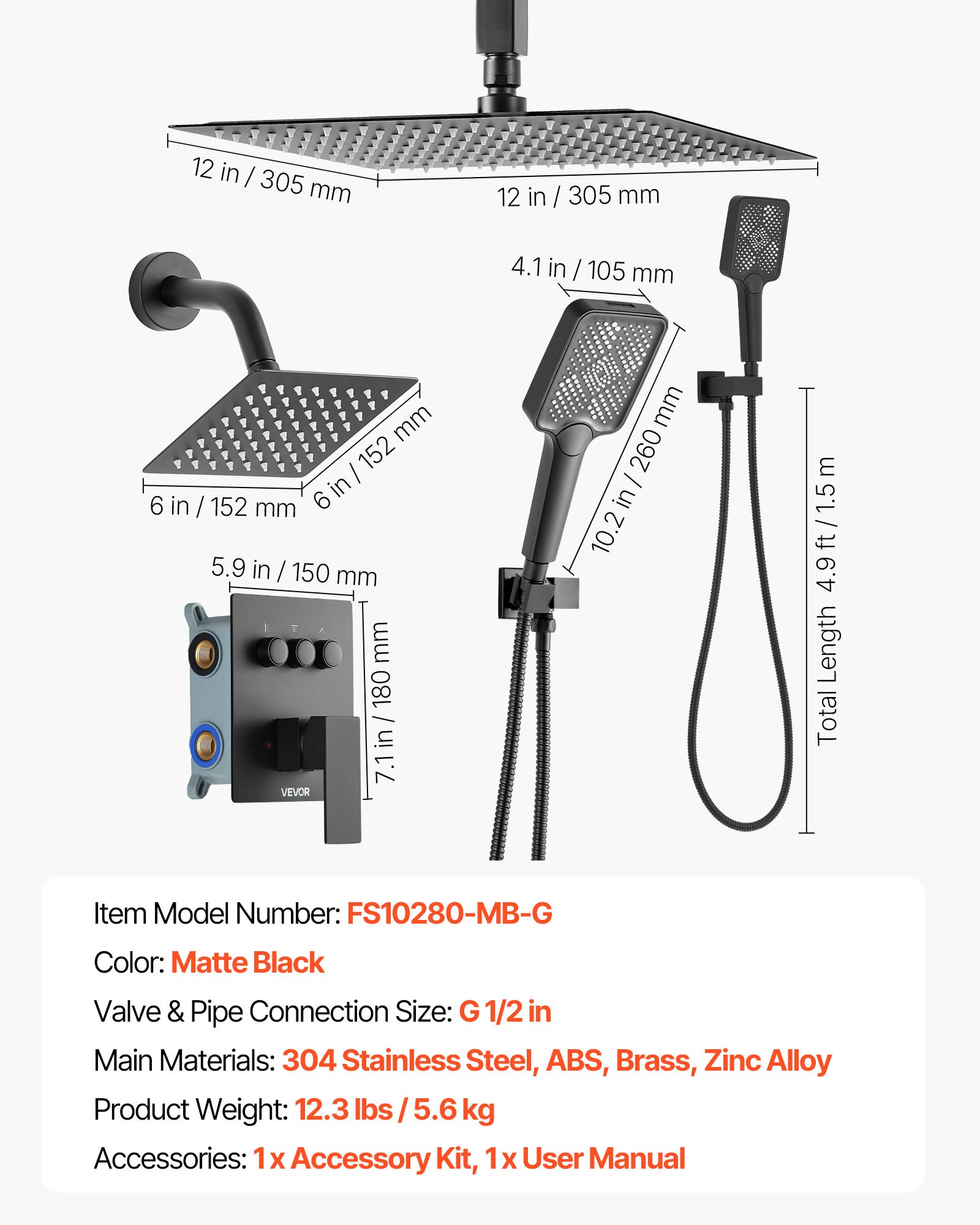 MHRPVERJshowersystemf6 VEVORshoplv