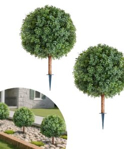 VEVOR 686mm Artificial Boxwood Topiary Trees with Ground Spikes