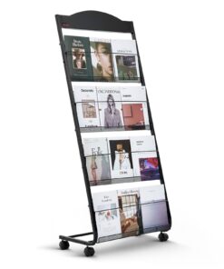 VEVOR 4-Tier Metal Brochure Display Rack with Wheels – A4 Magazine Stand for Office