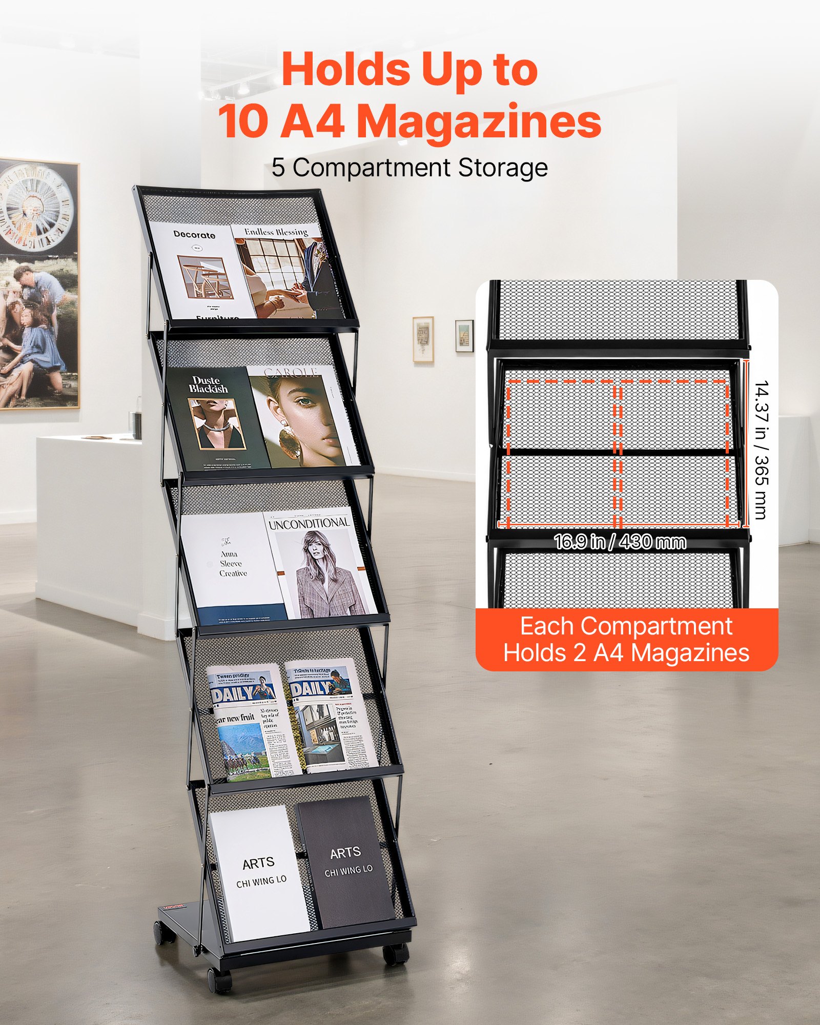 MHRPXERQfloormagazinerackf1 VEVORshoplv A4 Brochure Stand for Office