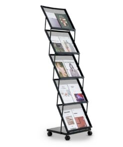 VEVOR Foldable 5-Pocket Metal Magazine Rack with Wheels