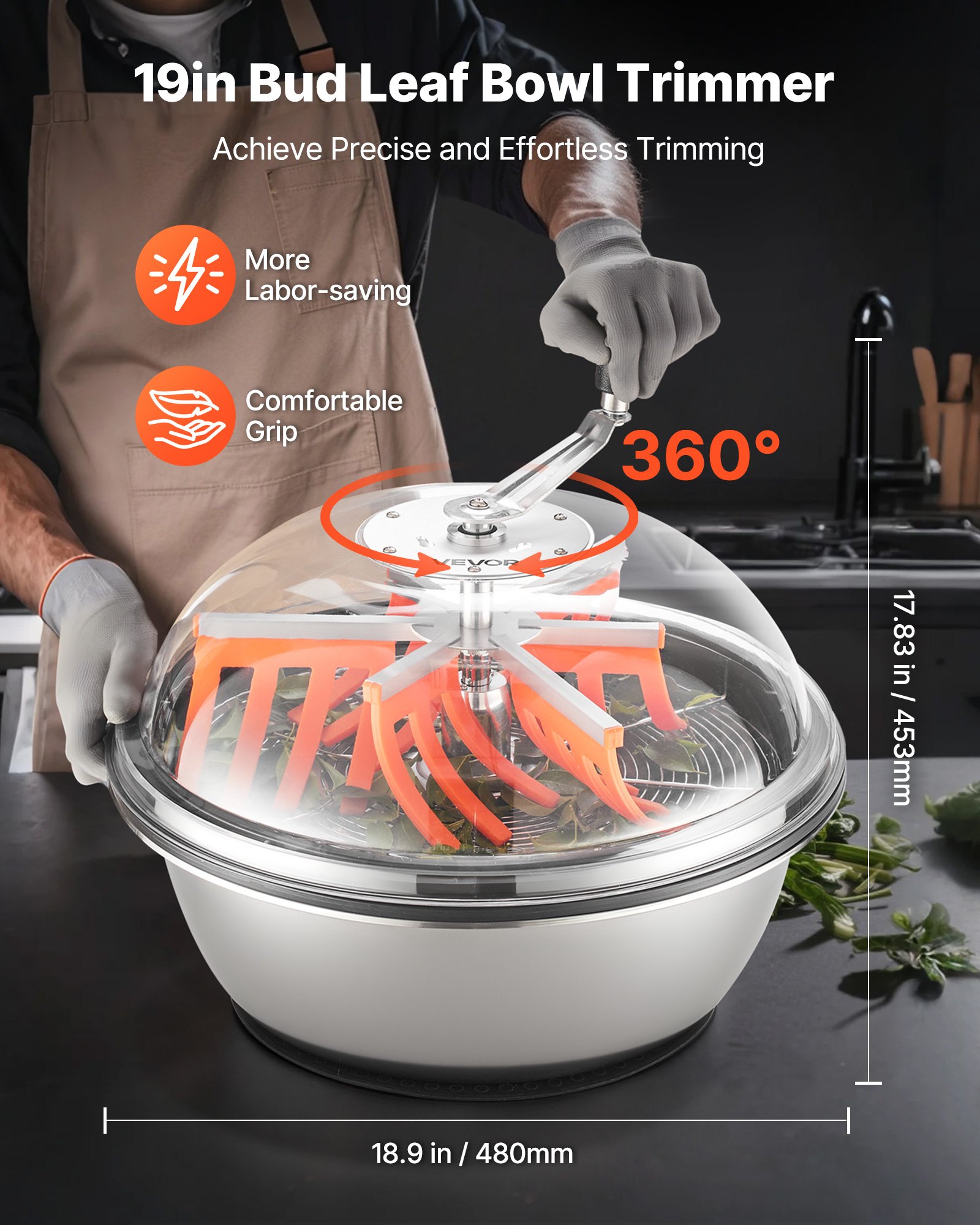 MHRPXT5Vbudleaftrimmerf1 VEVORshoplv Wet Dry Hydroponic Bowl Cutter for Plants Flowers