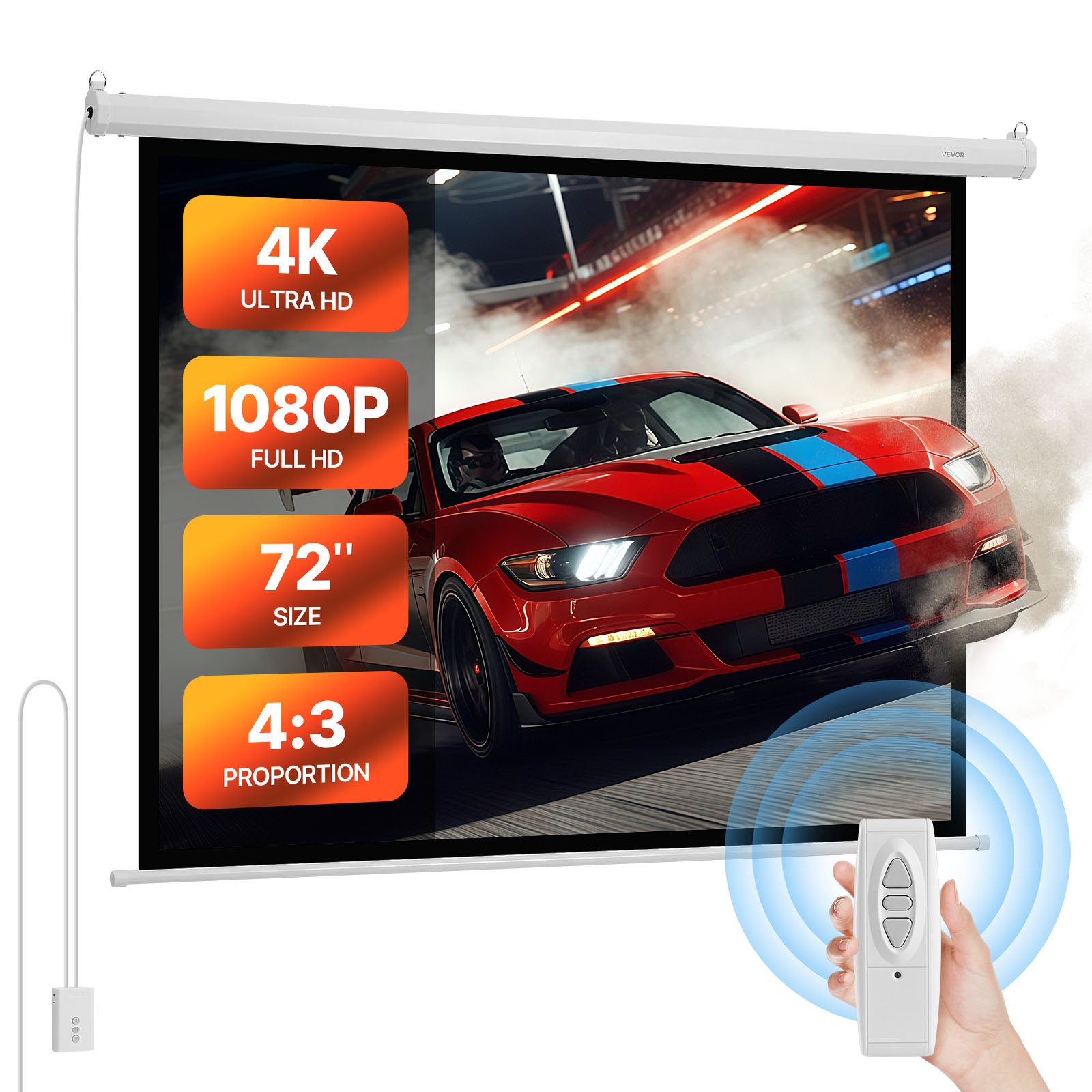 MHSPAG4Xprojectionscreenm10012 VEVORshoplv VEVOR 1829 mm Motorized Projector Screen 43