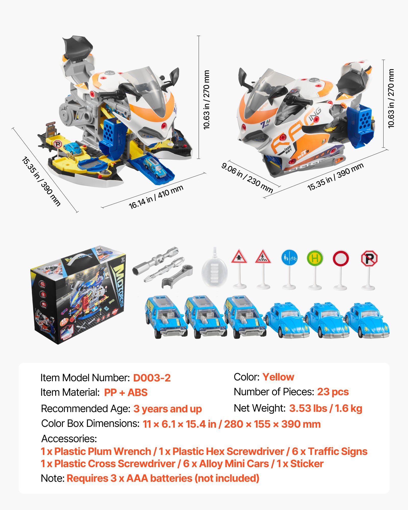 MHSPANGEenginetoyf6 VEVORshoplv Желтый