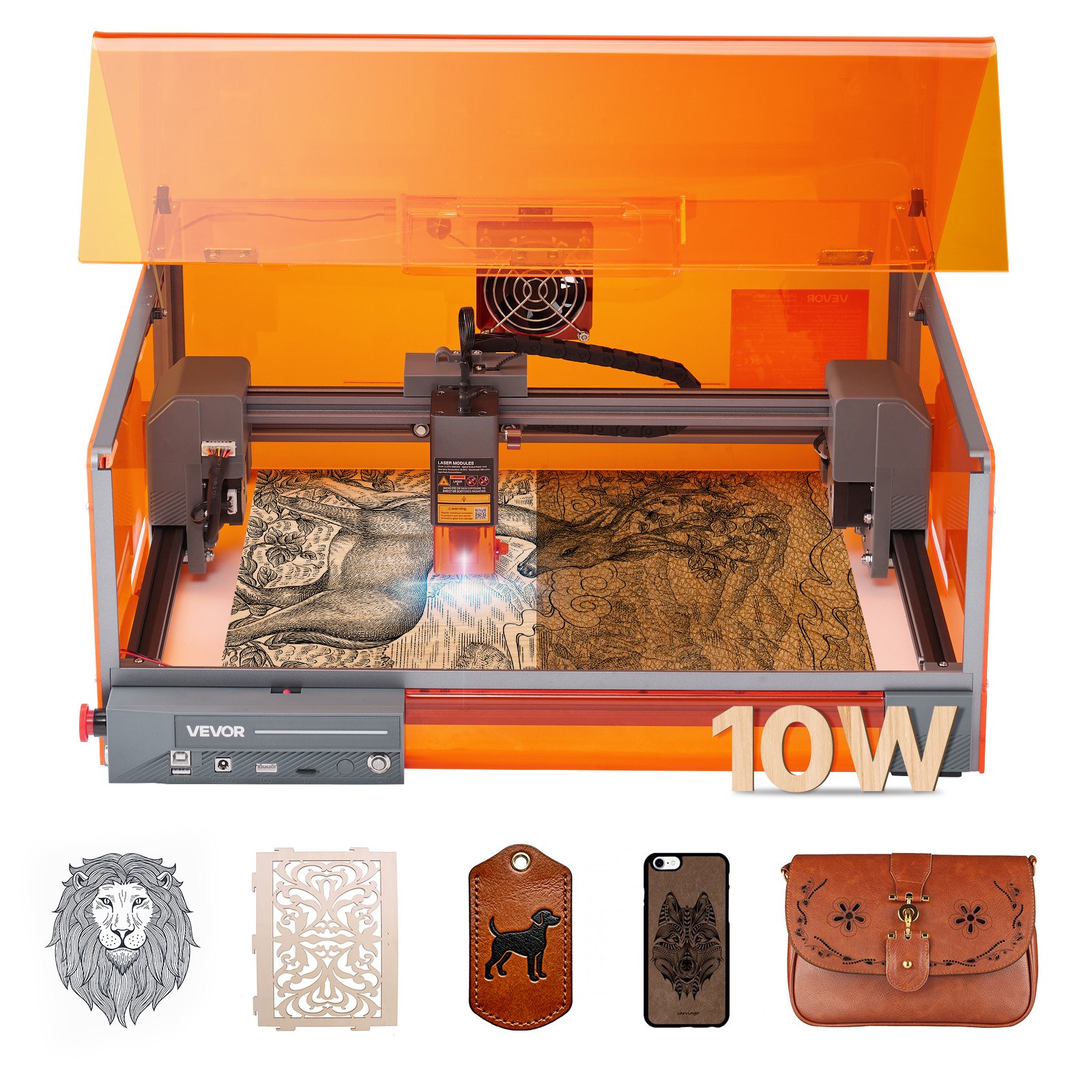 MHU4NSSGlaserengraverm10012 VEVORshoplv VEVOR 10W Class 1 Laser Engraver Cutter with Enclosure