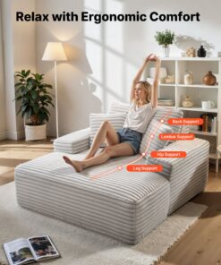 Faux Fur Upholstered Sofa with Pillows & Armrests for Living Room/Bedroom