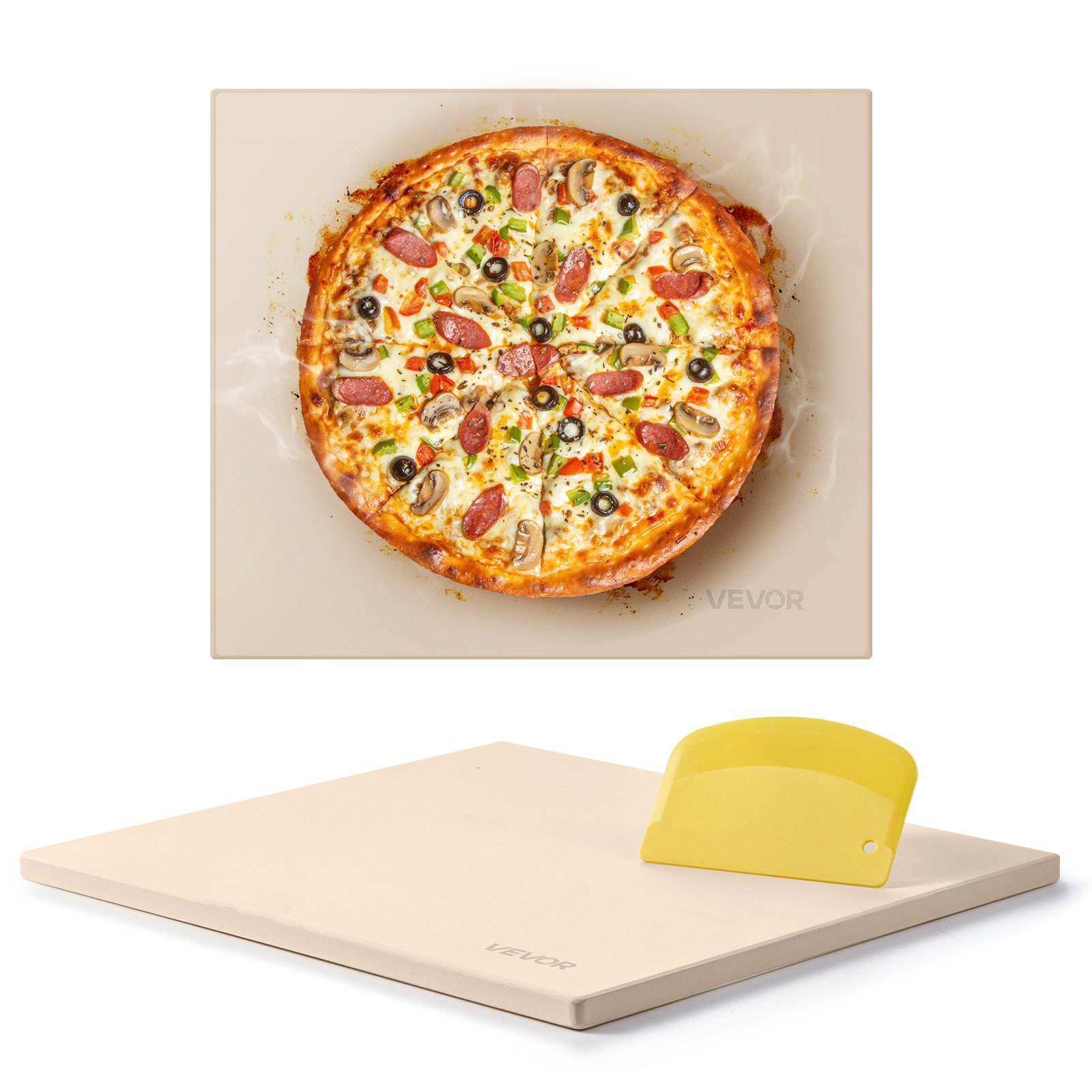 MHU4O2FUpizzastonem10012 VEVORshoplv VEVOR Rectangular Cordierite Pizza Stone 406x355 mm
