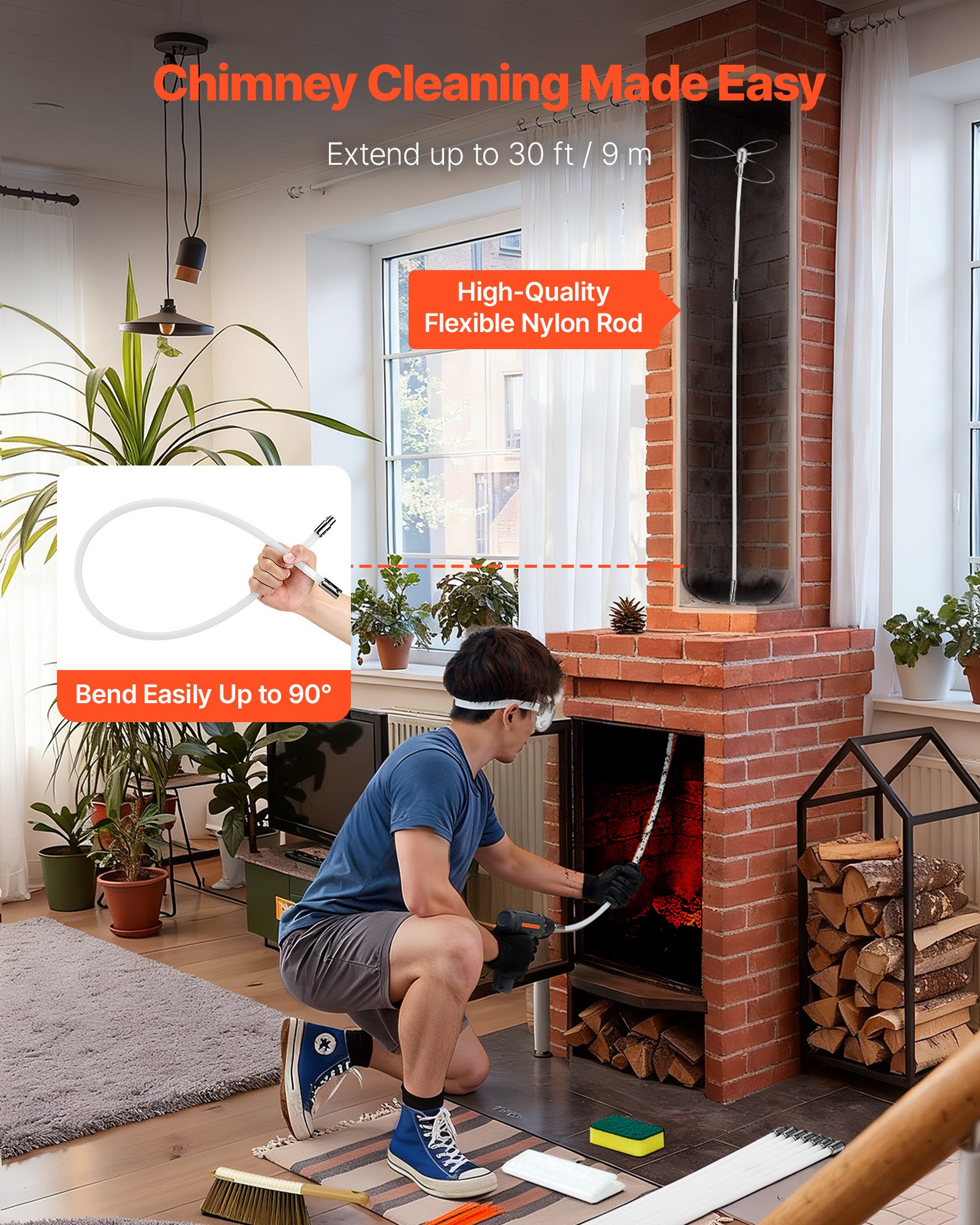 MHUKQBUWchimneysweepkitf2 VEVORshoplv Safety Goggles Fireplace Cleaning Tool