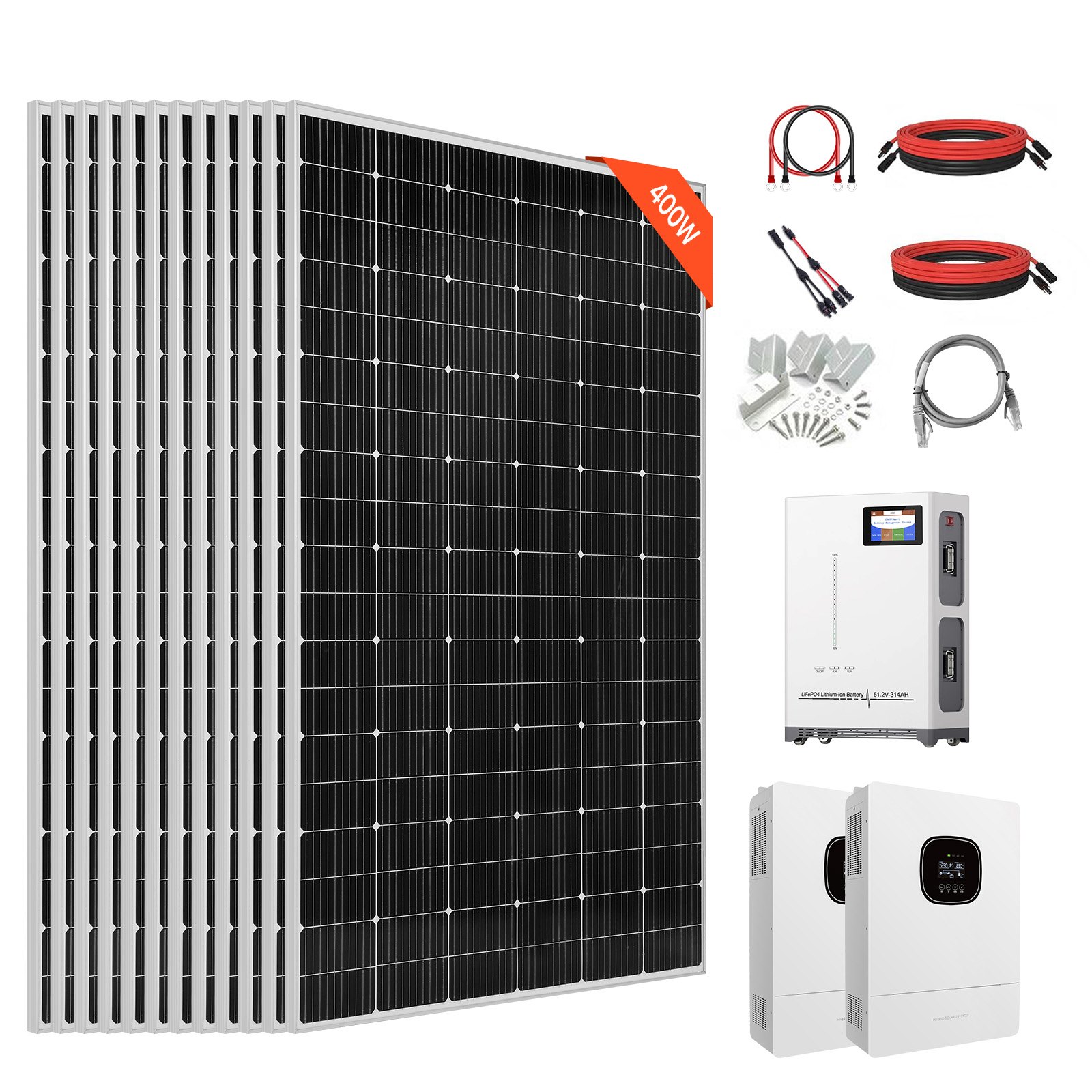 MHUKQUJ7solarpanelkitm10012 VEVORshoplv VEVOR 4800W 48V Off Grid Solar Power Kit with 12x400W Panels