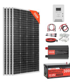 VEVOR 800W 12V Off-Grid Solar Power Kit with 4×200W Panels