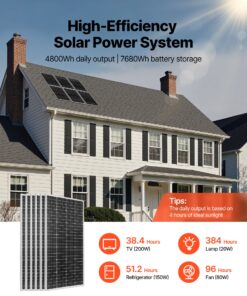 25.6V 300Ah LiFePO₄ Battery & 3600W Inverter for Homes