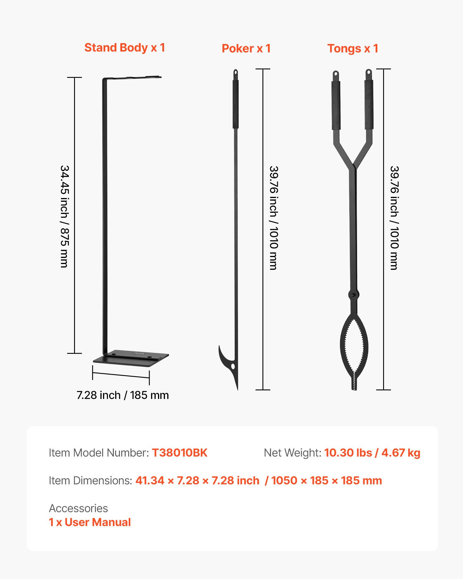 MHVRK7GLfireplacetoolsetf6 VEVORshoplv