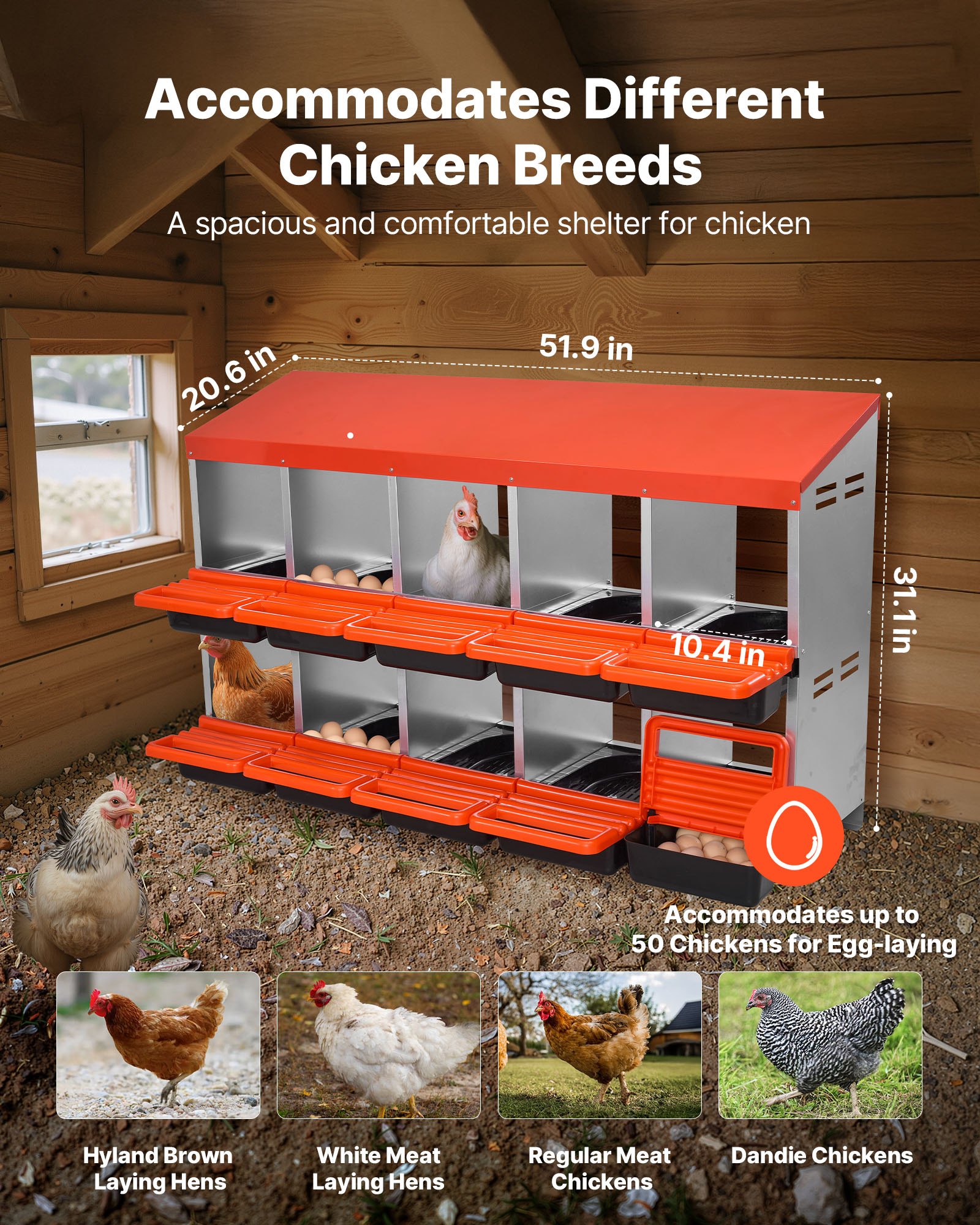 MHWZIB3Bchickennestboxf1 VEVORshoplv Metal Roll Out Egg Boxes with Lids