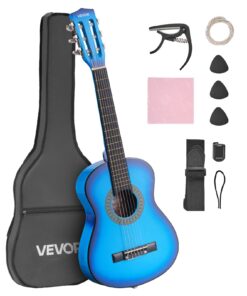 VEVOR 780mm Blue Classical Guitar Starter Kit for Beginners – Basswood Body