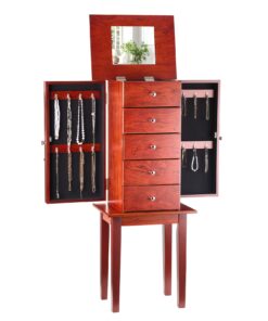 VEVOR Standing Wood Jewelry Armoire with Mirror