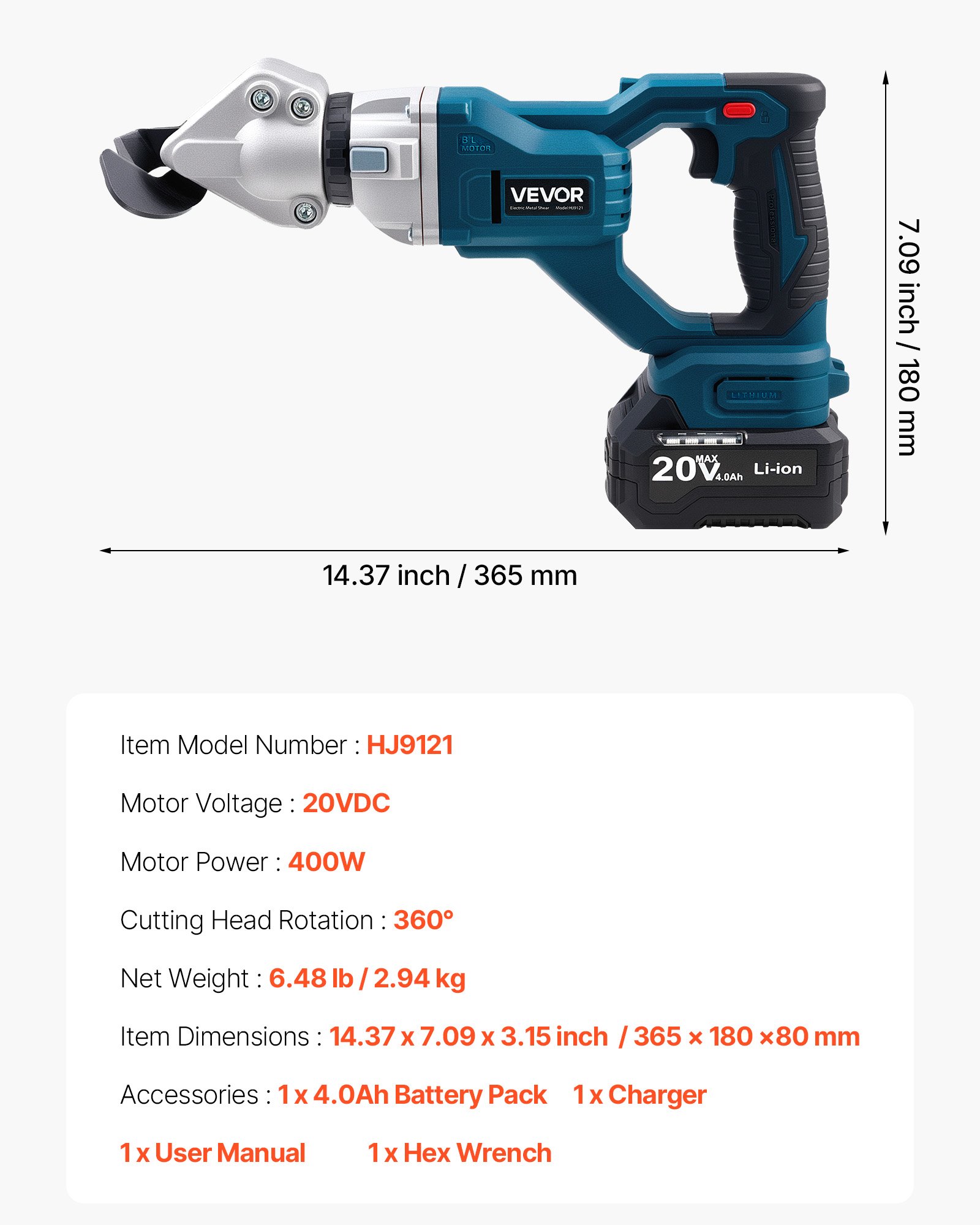 MHZUH1CVelectricmeltalshearf6 VEVORshoplv Алюміній