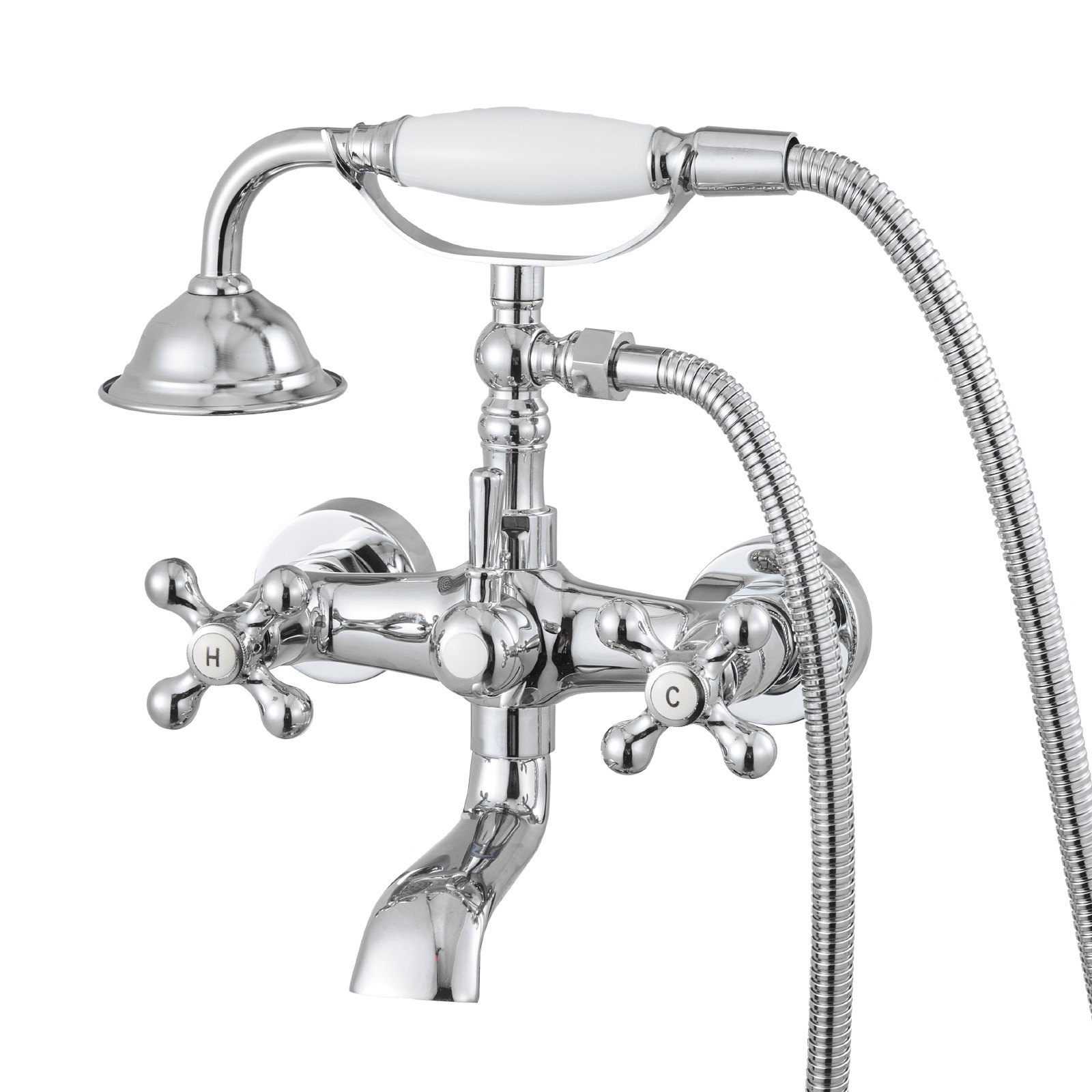 MHZUHFUXtubfaucetm10012 VEVORshoplv VEVOR Wall Mounted Clawfoot Tub Faucet with Handheld Shower