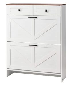 VEVOR White Farmhouse Shoe Cabinet with 2 Flip Drawers