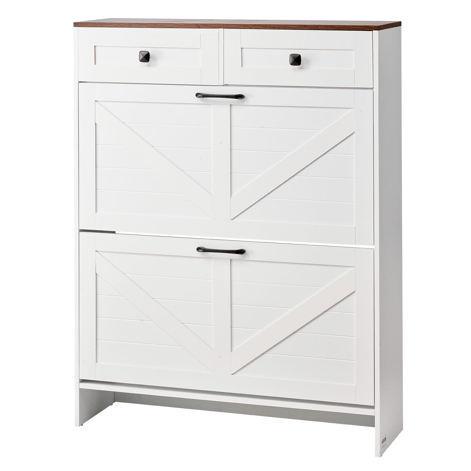 MHZUHJZWshoestoragecabinetm10012 VEVORshoplv VEVOR White Farmhouse Shoe Cabinet with 2 Flip Drawers