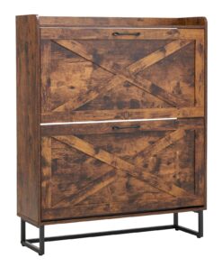 VEVOR Brown Farmhouse Shoe Cabinet with 2 Flip Drawers