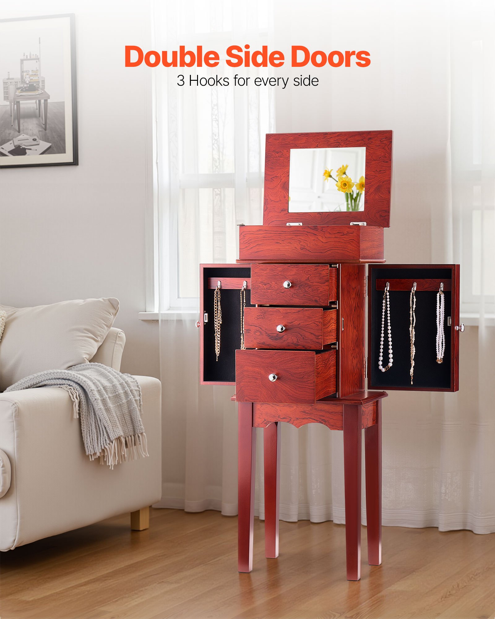 MHZUHSNCjewelryarmoirecabinetf2 VEVORshoplv 4 Compartments