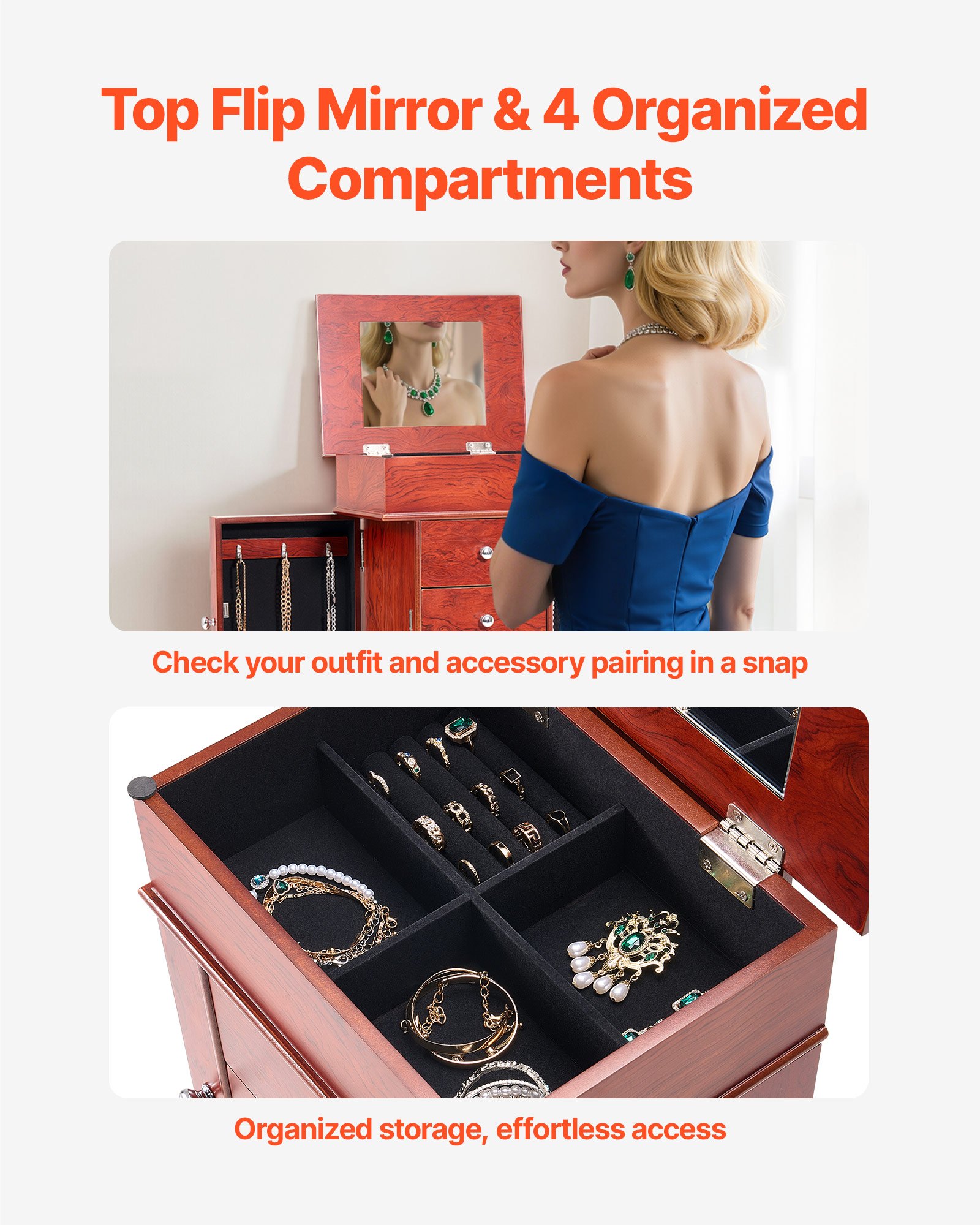 MHZUHSNCjewelryarmoirecabinetf3 VEVORshoplv Side Doors Necklace Hooks