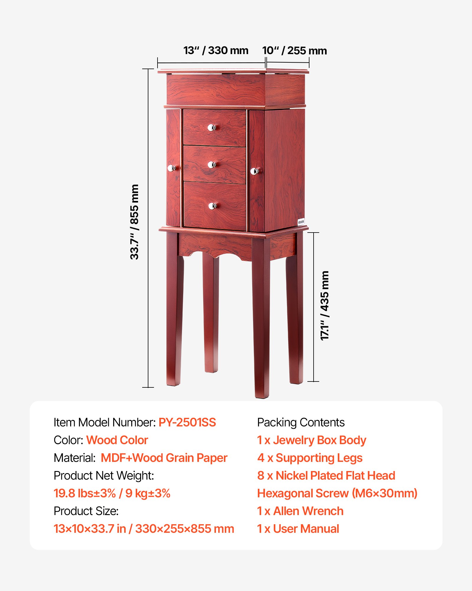 MHZUHSNCjewelryarmoirecabinetf6 VEVORshoplv