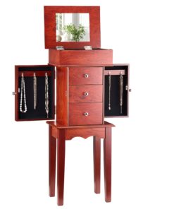 VEVOR Standing Wooden Jewelry Armoire with Mirror